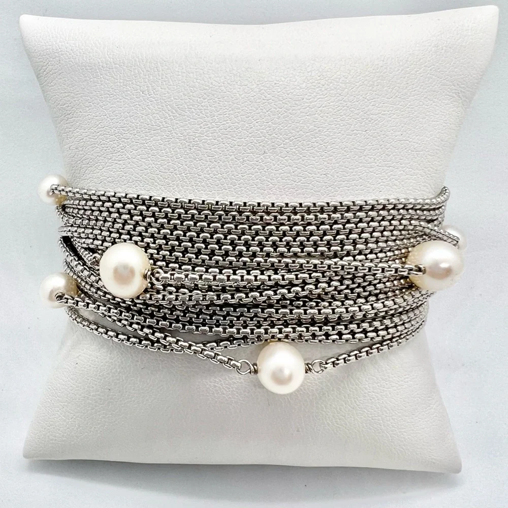 David Yurman Sixteen-Row Chain Bracelet with Pearls - Picture 7 of 13